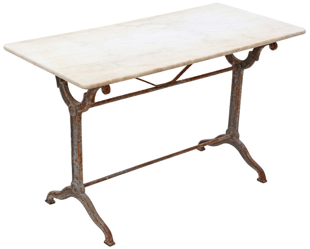 Antique 19th Century marble and cast iron garden dining table View II