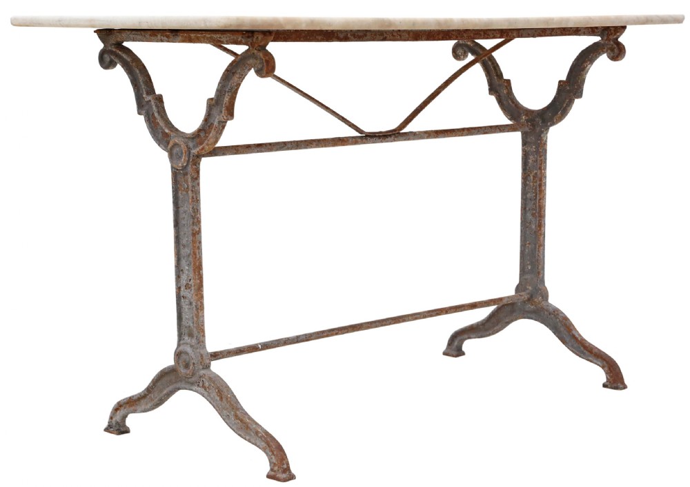 Antique 19th Century marble and cast iron garden dining table View V