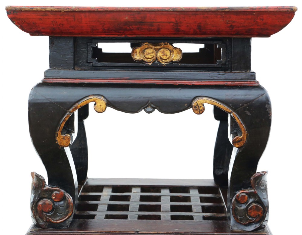Antique Chinese oriental painted side table stand C1920 View III