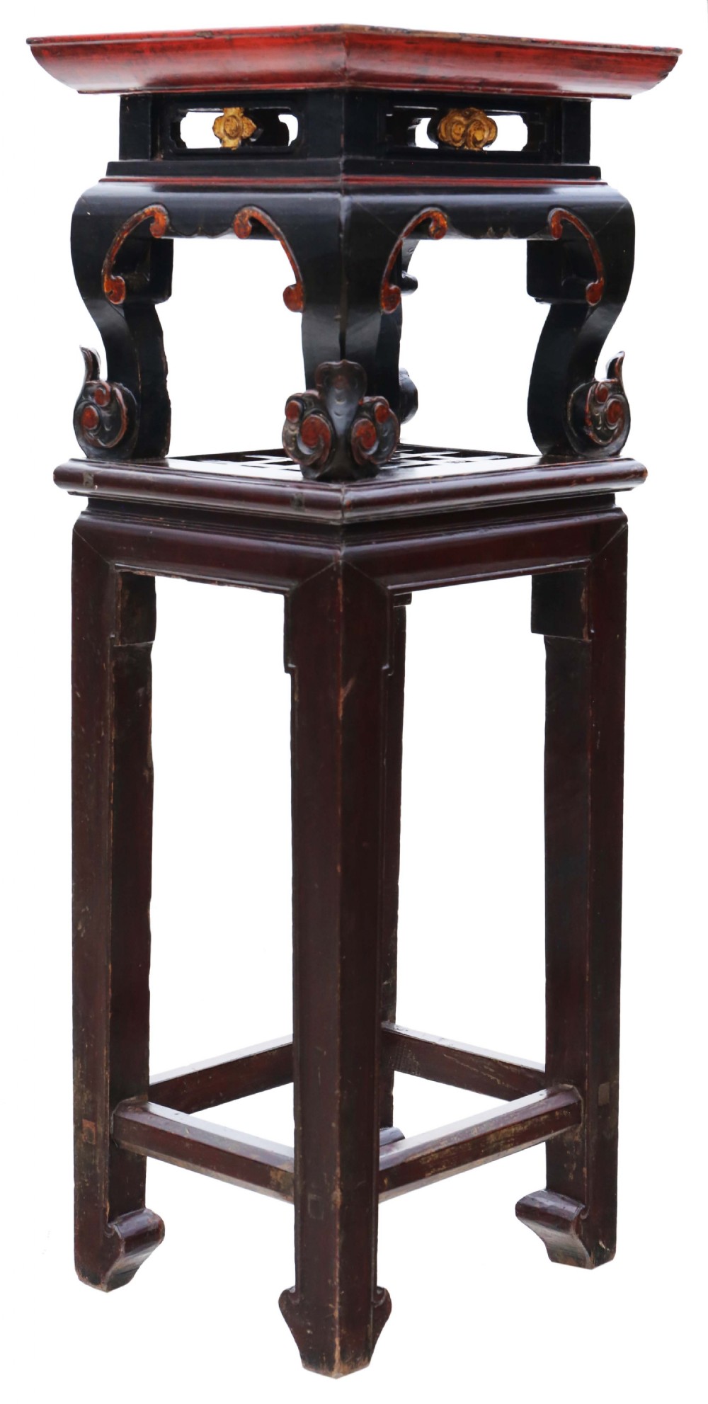 Antique Chinese oriental painted side table stand C1920 View IV
