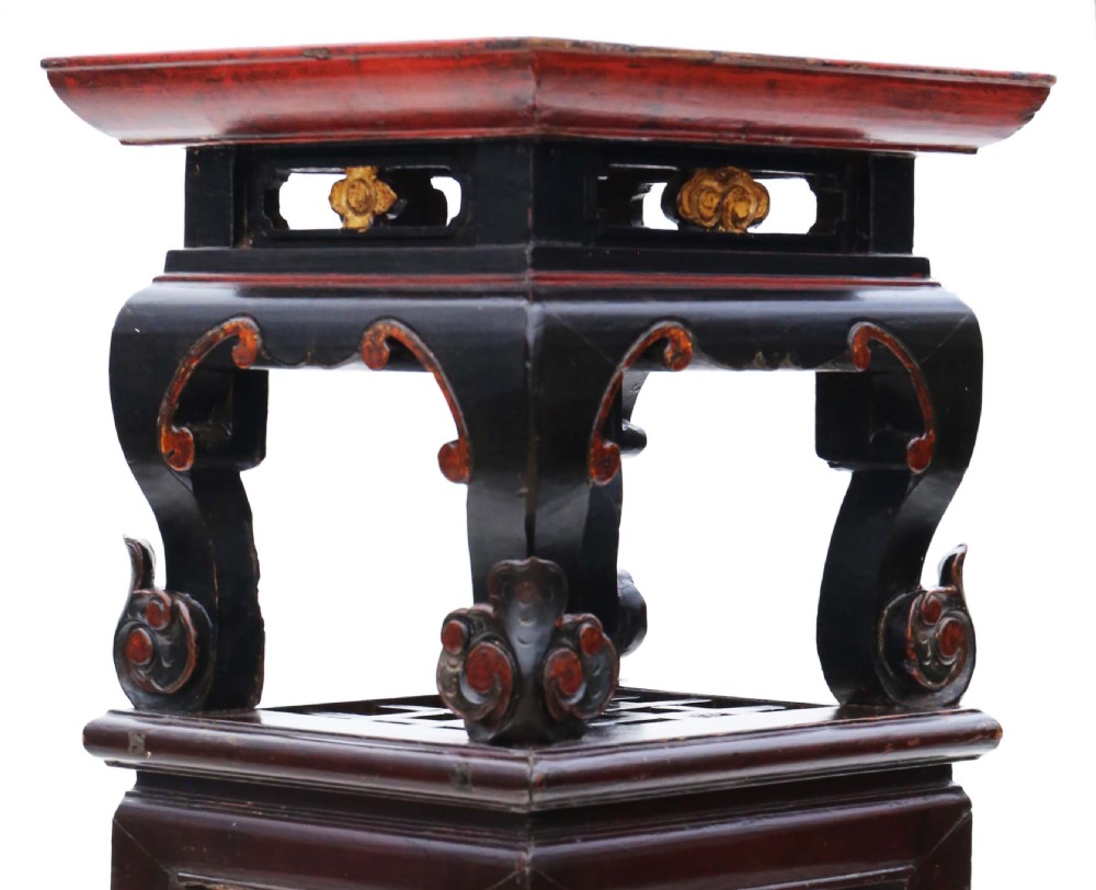 Antique Chinese oriental painted side table stand C1920 View V