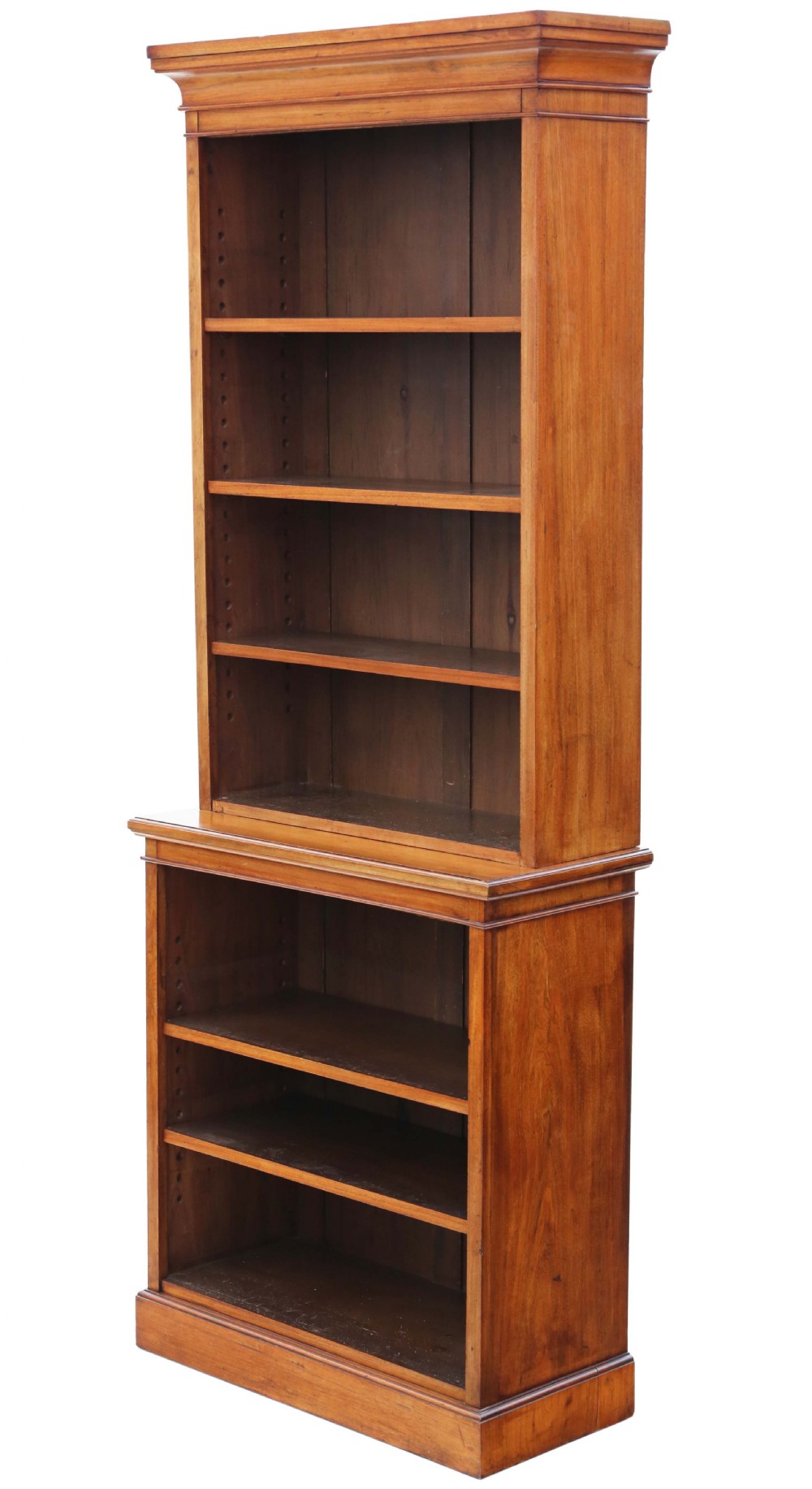 Antique large fine quality 19th Century walnut adjustable bookcase