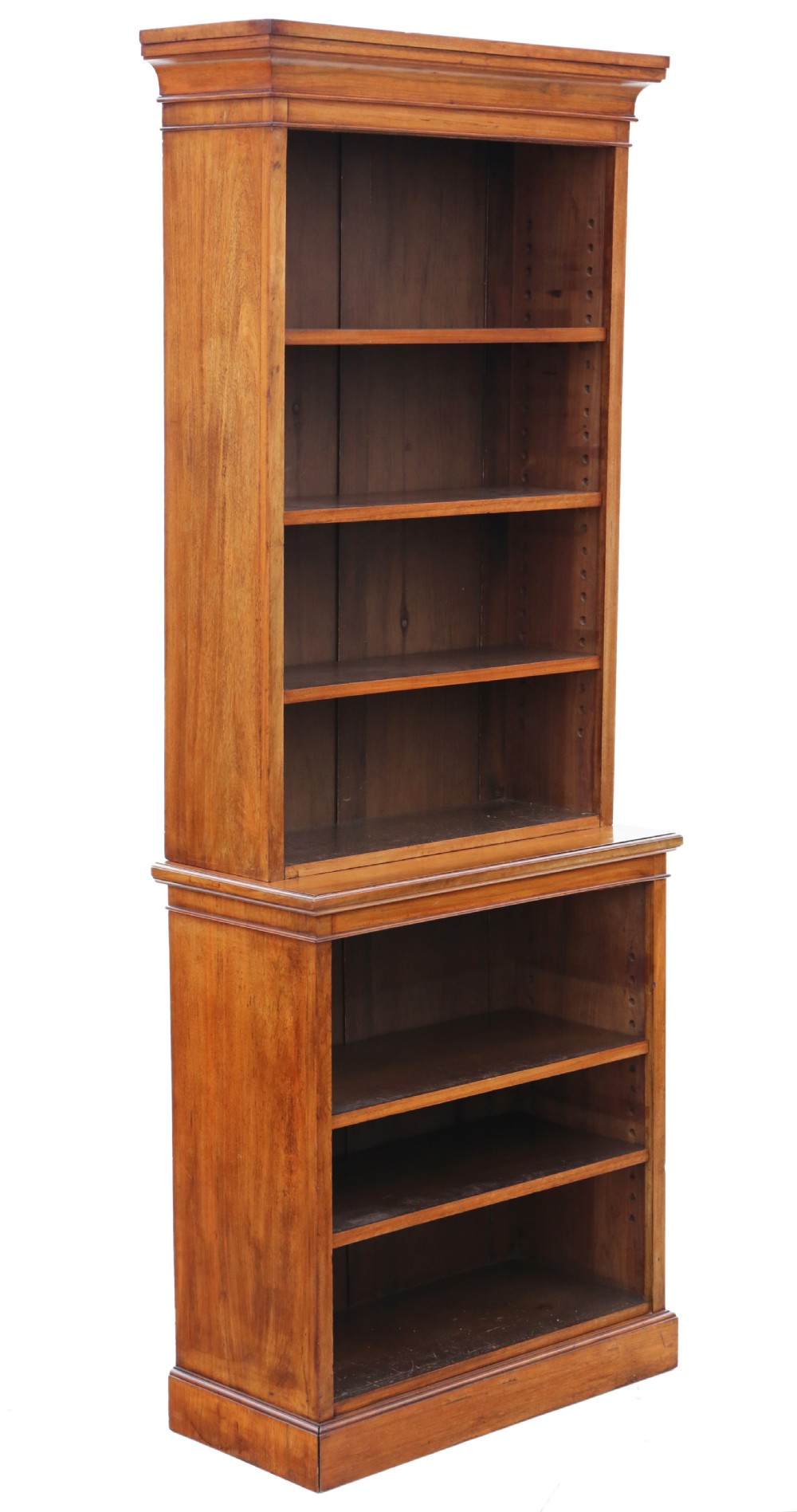Antique large fine quality 19th Century walnut adjustable bookcase View II