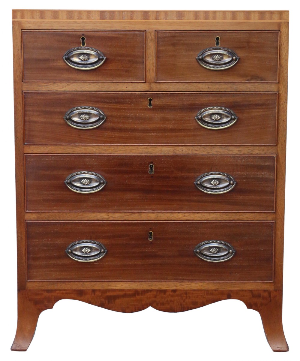 Antique fine quality small 19th Century caddy top mahogany chest of drawers View II