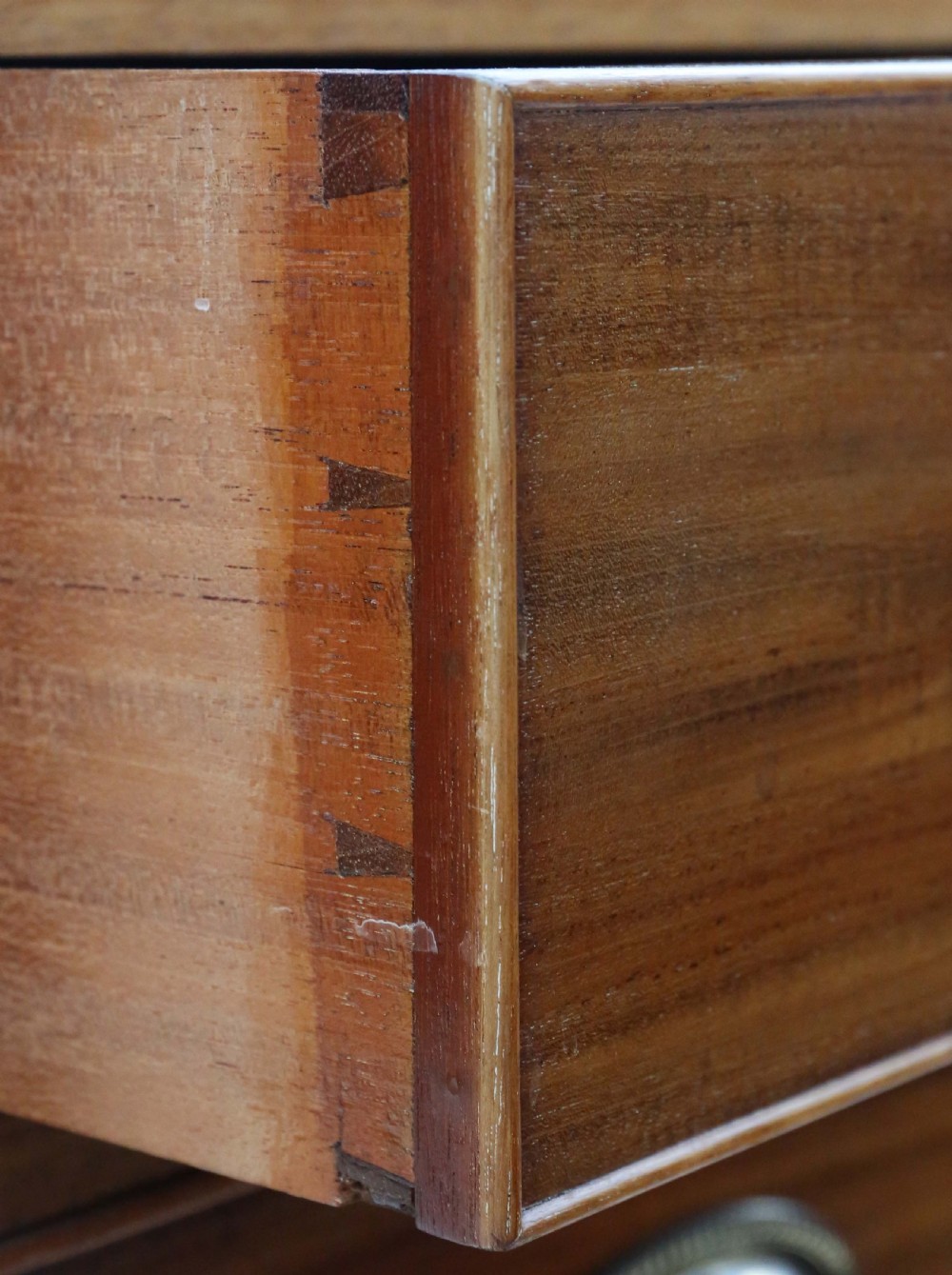 Antique fine quality small 19th Century caddy top mahogany chest of drawers View V