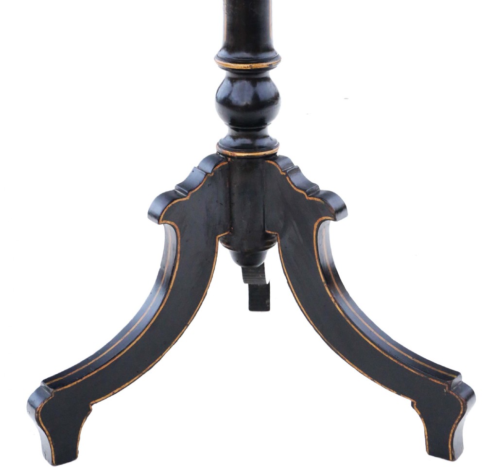 Antique fine quality decorated black lacquer side table 19th Century View II