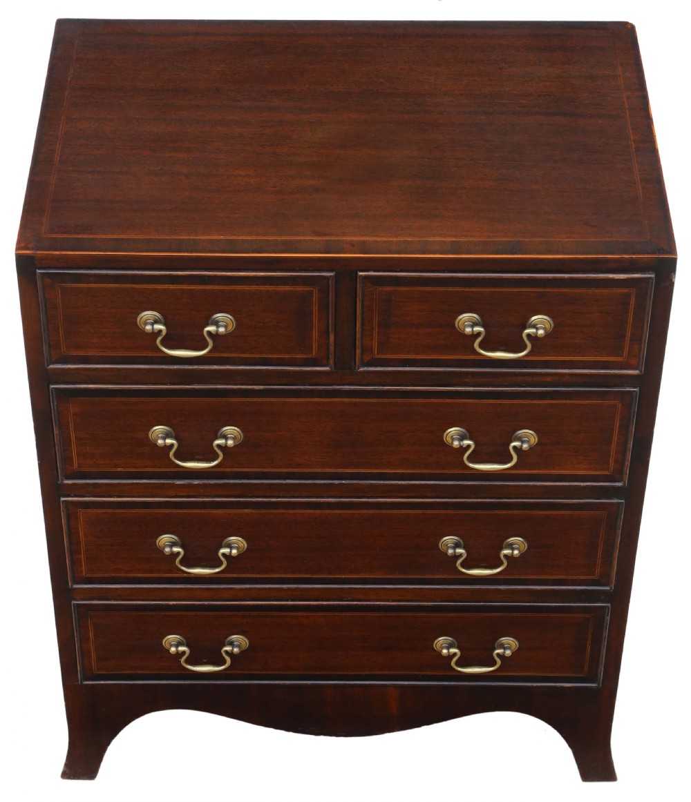 Antique fine quality small C1920 caddy top mahogany chest of drawers View II