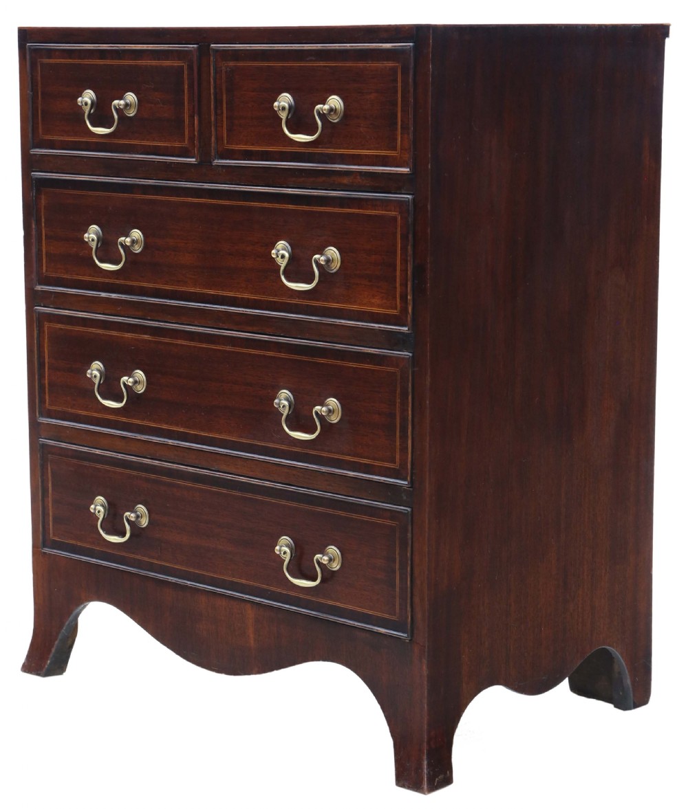Antique fine quality small C1920 caddy top mahogany chest of drawers View III