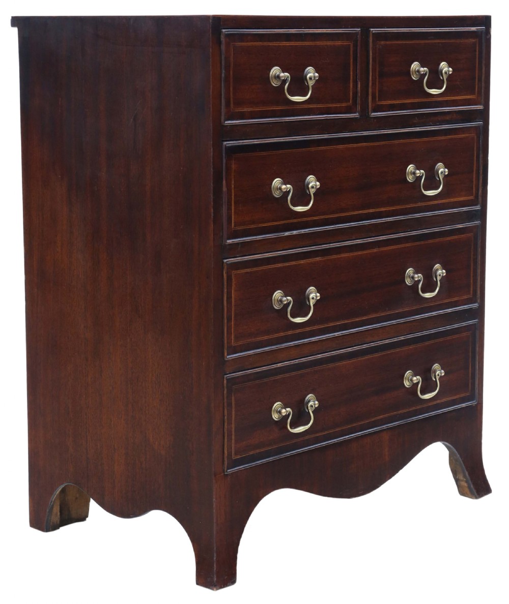 Antique fine quality small C1920 caddy top mahogany chest of drawers View IV