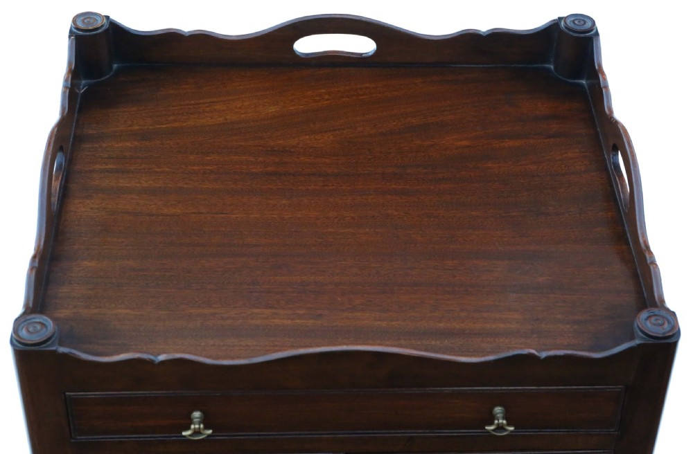 Antique quality 19th Century mahogany tray top bedside table Georgian View II