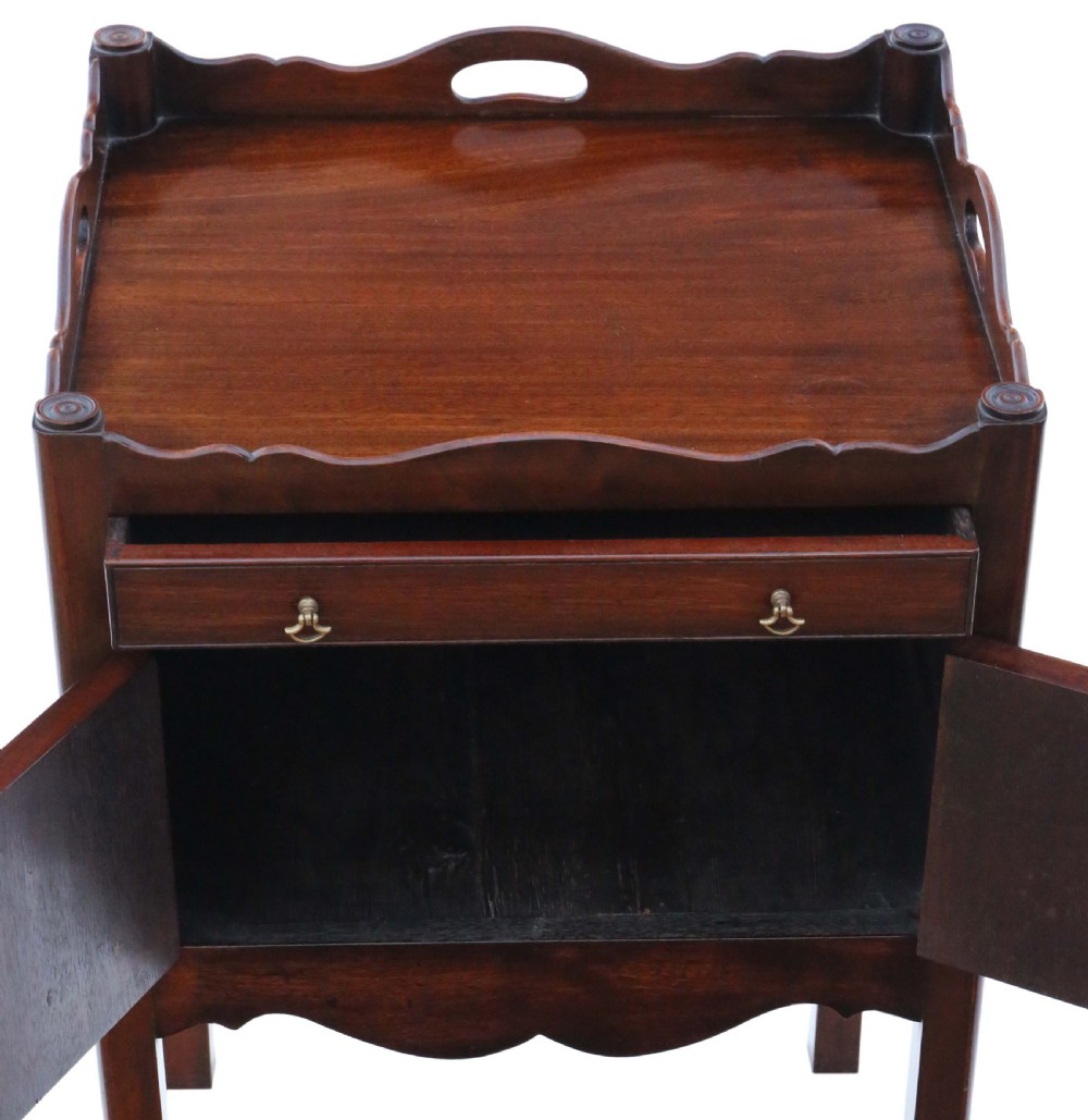 Antique quality 19th Century mahogany tray top bedside table Georgian View III