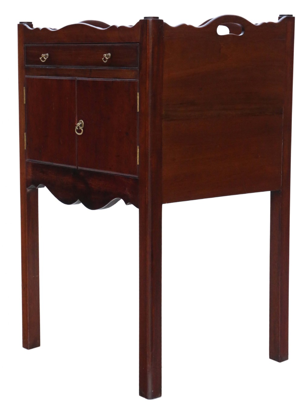 Antique quality 19th Century mahogany tray top bedside table Georgian View IV