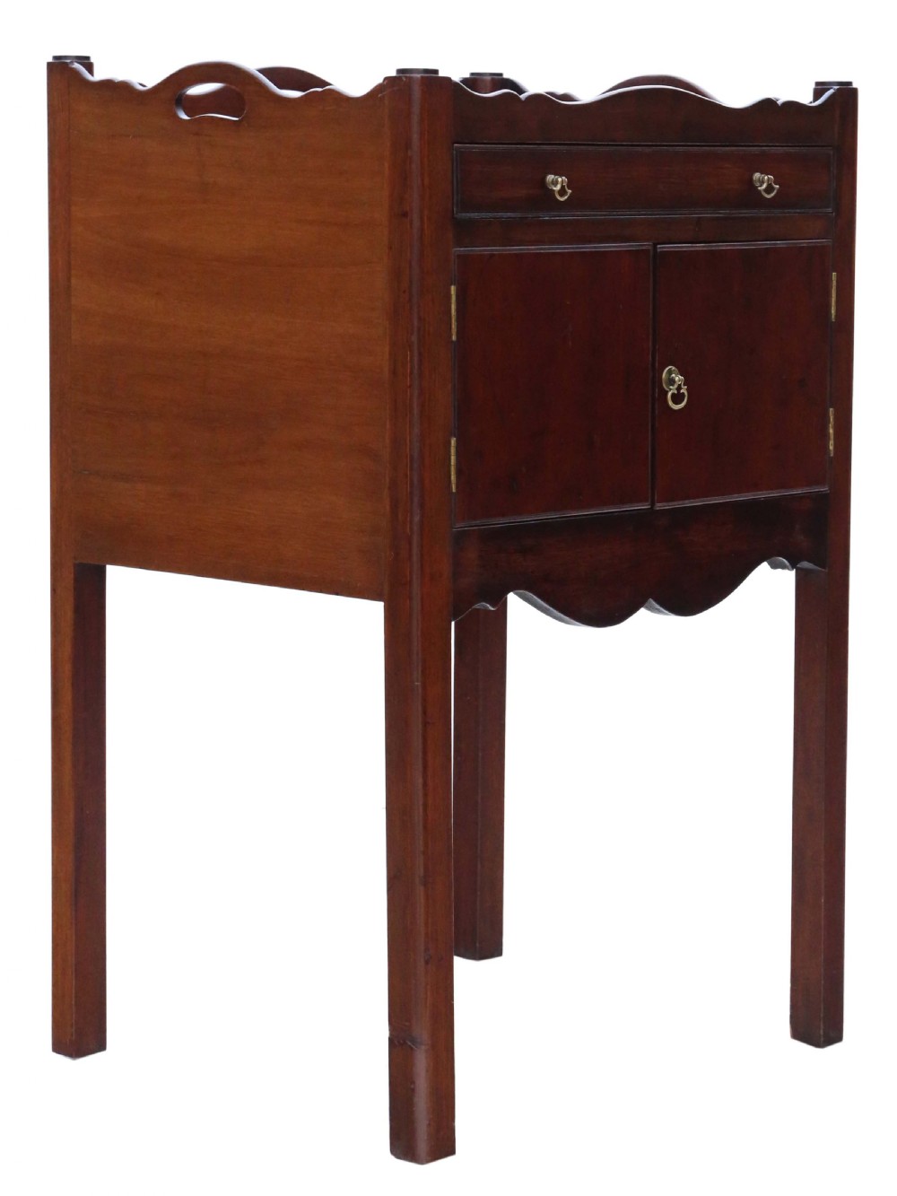 Antique quality 19th Century mahogany tray top bedside table Georgian View V