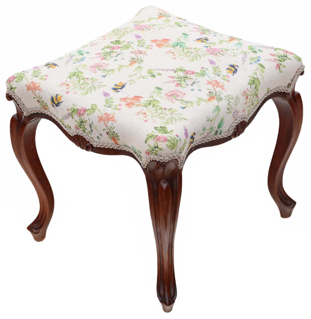 Antique fine quality 19th Century upholstered rosewood stool