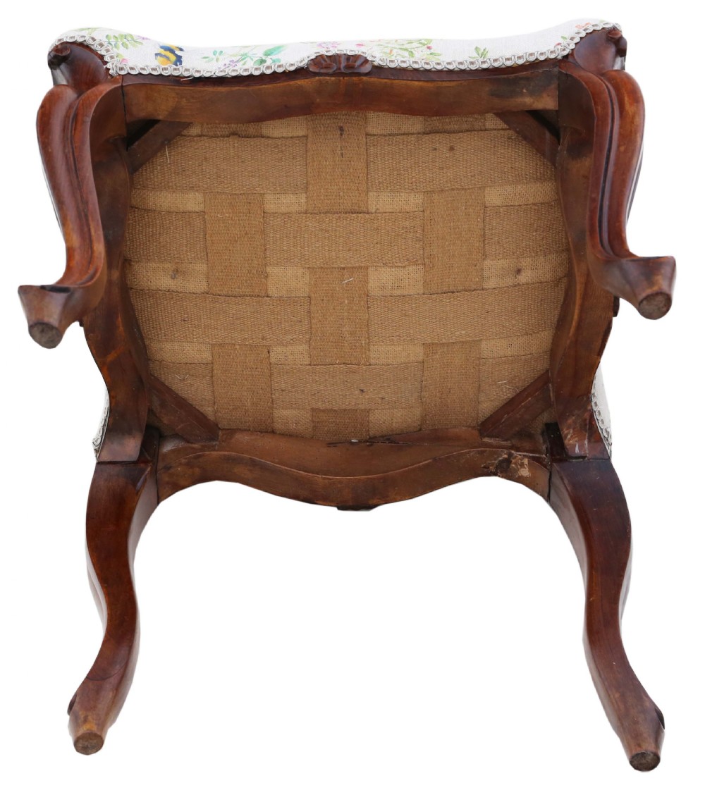 Antique fine quality 19th Century upholstered rosewood stool View V