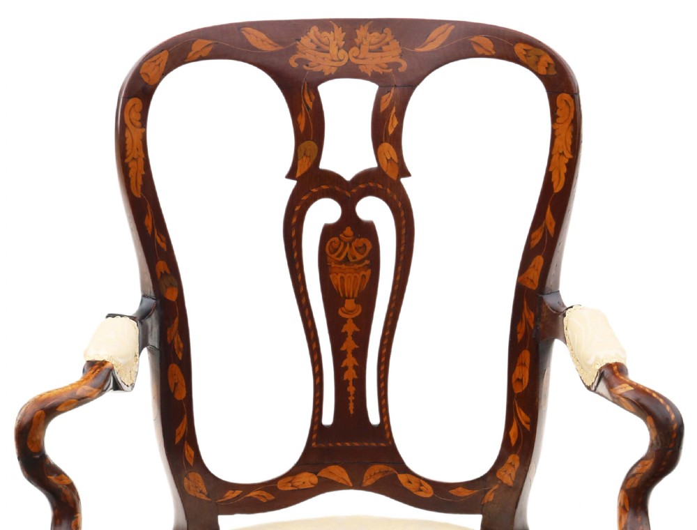 Antique very fine quality 18th Century Dutch marquetry elbow chair  View VII