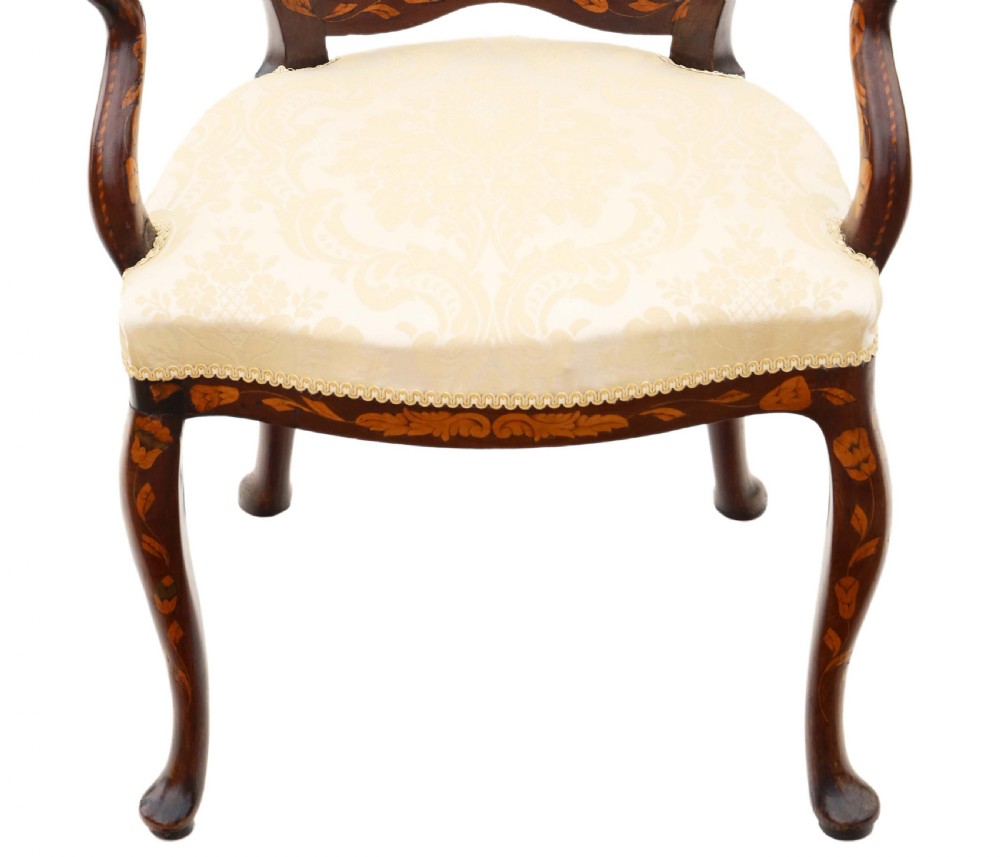 Antique very fine quality 18th Century Dutch marquetry elbow chair  View VIII