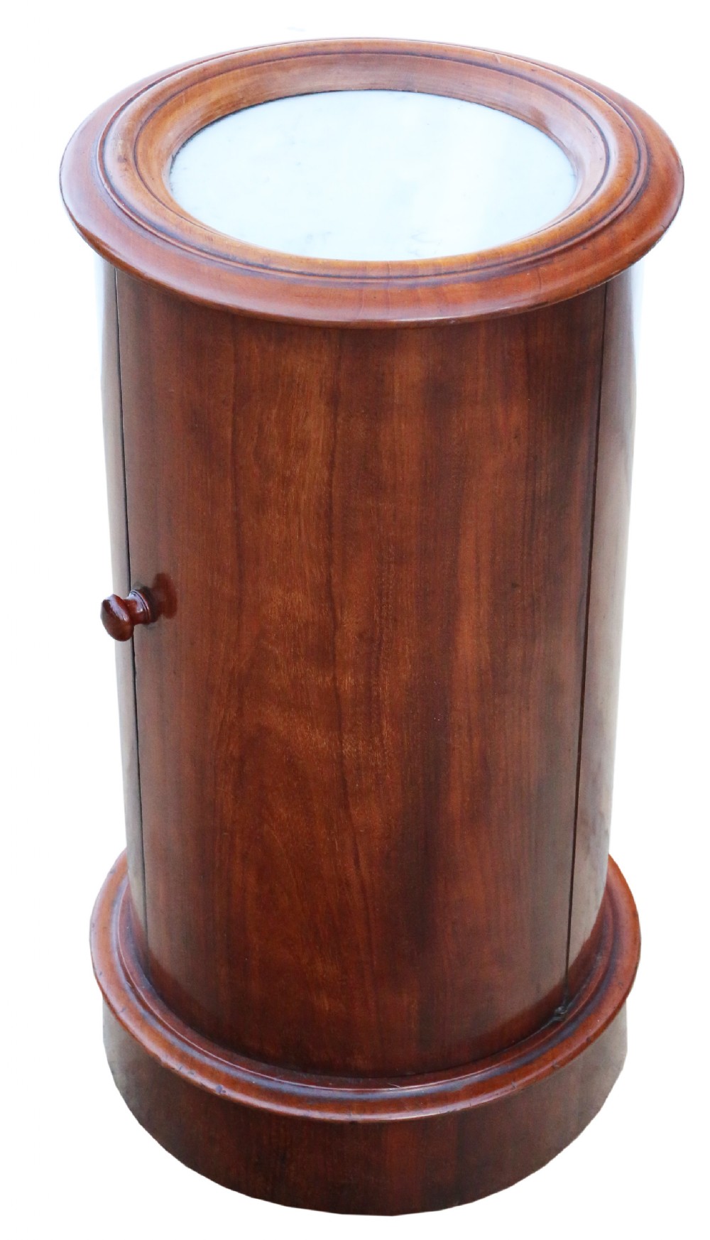 Antique quality Victorian mahogany marble cylinder bedside cupboard