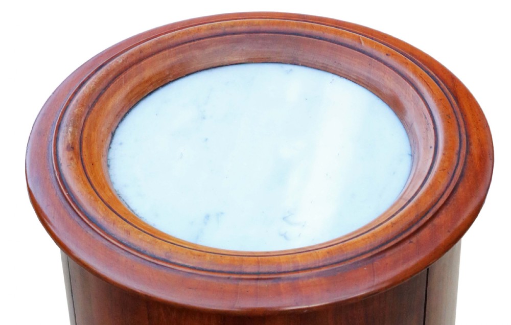 Antique quality Victorian mahogany marble cylinder bedside cupboard View III