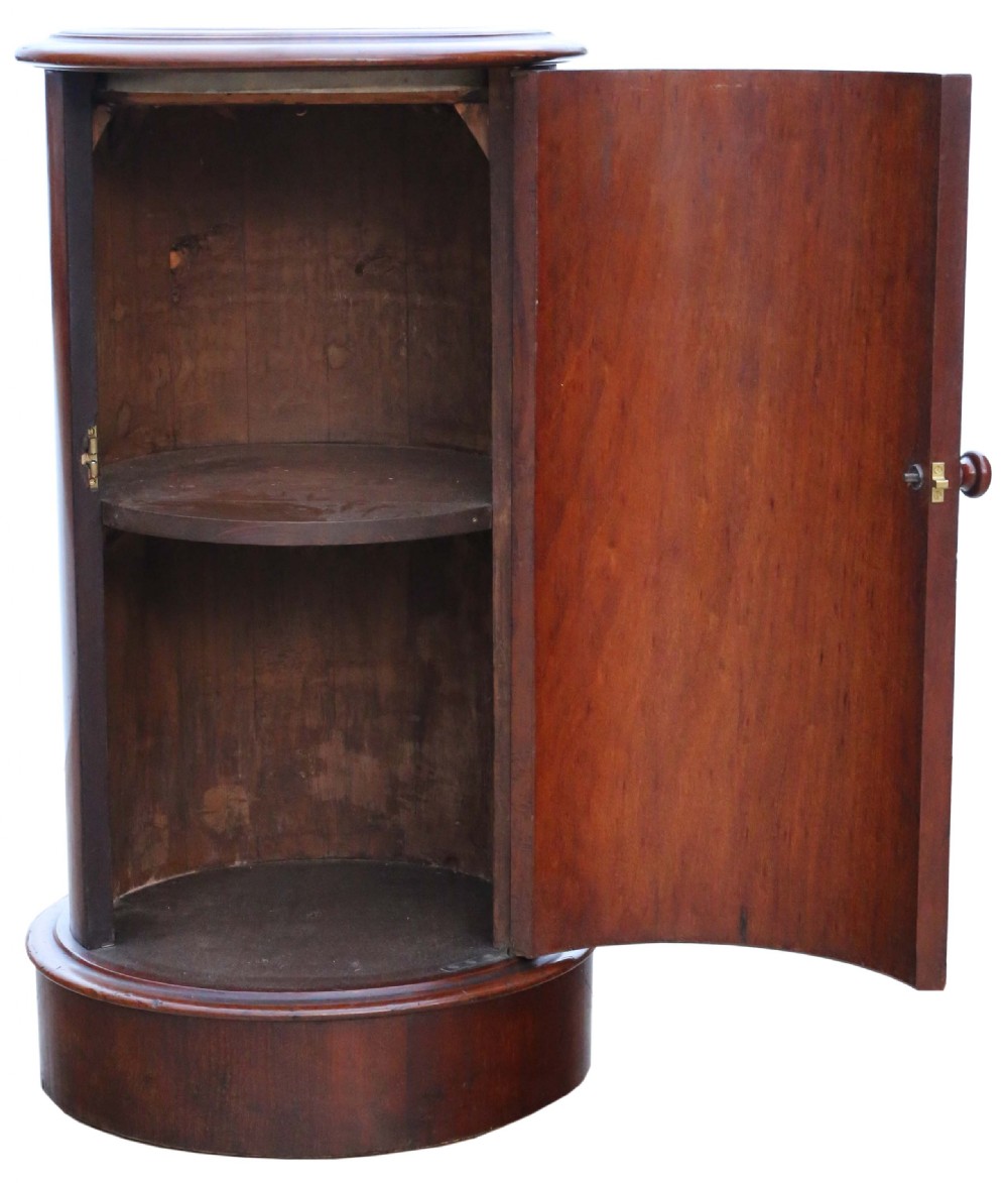 Antique quality Victorian mahogany marble cylinder bedside cupboard View IV