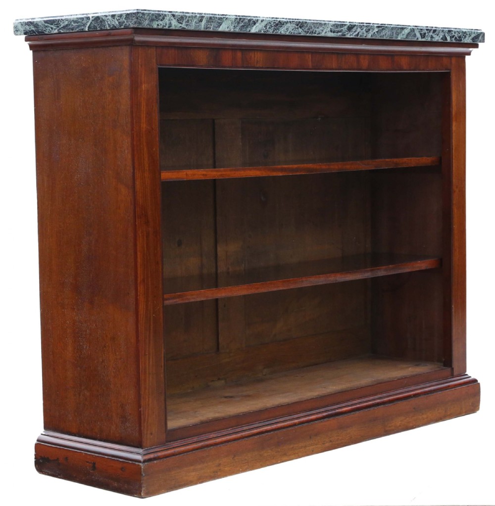 Antique large fine quality 19th Century mahogany and marble bookcase View II