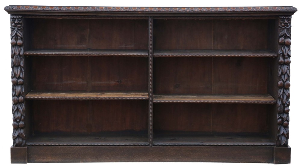 Antique large fine quality 19th Century carved oak bookcase C1895