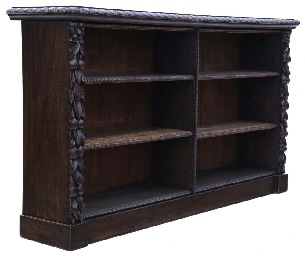 Antique large fine quality 19th Century carved oak bookcase C1895 View II