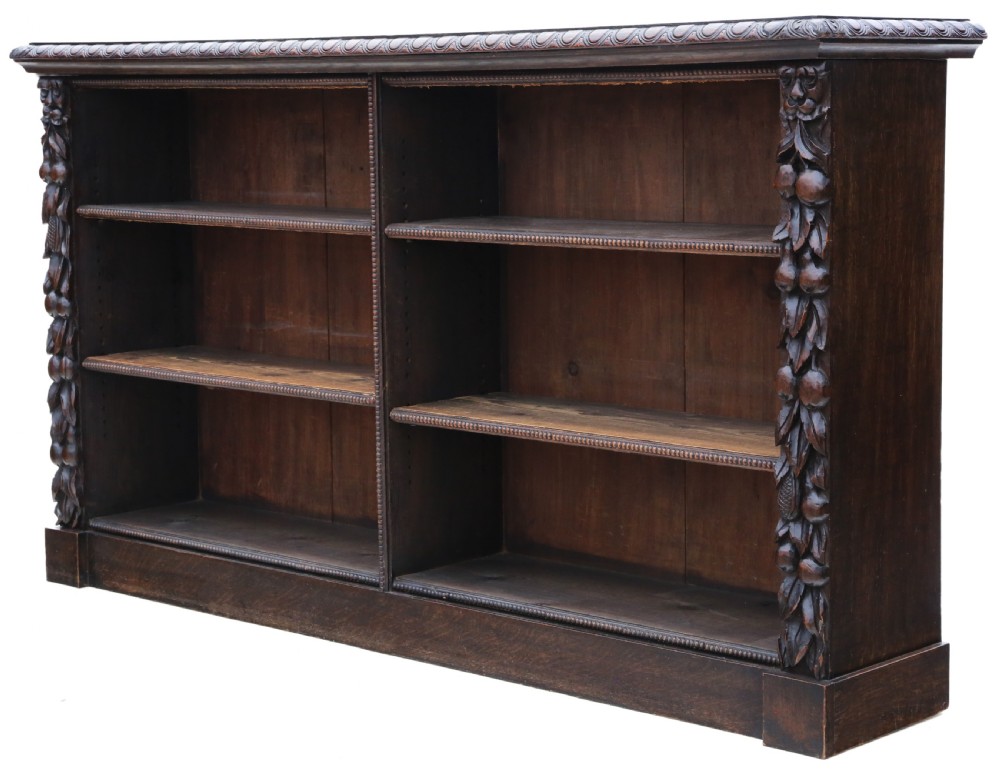 Antique large fine quality 19th Century carved oak bookcase C1895 View III