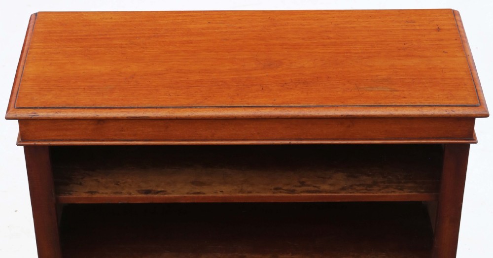 A 19th-century mahogany open-front bookcase featuring four tiers of adjustable shelving with a moulded top cornice and solid plinth base. View VI