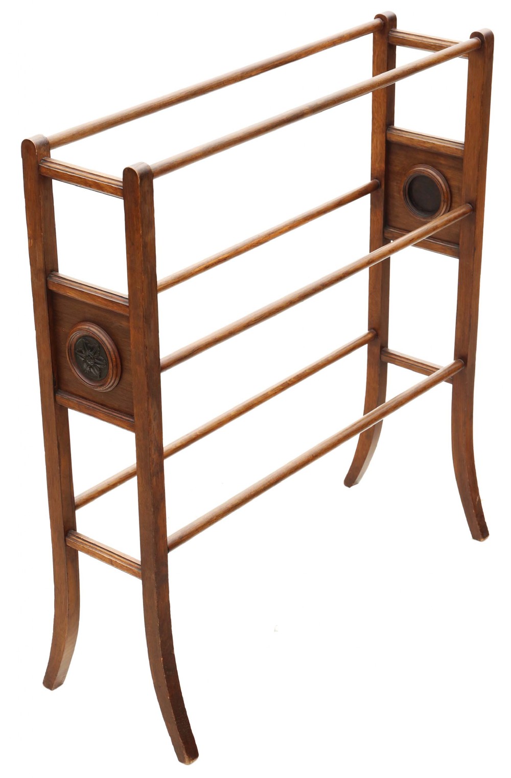 Antique quality Victorian C1900 oak towel rail Art Nouveau