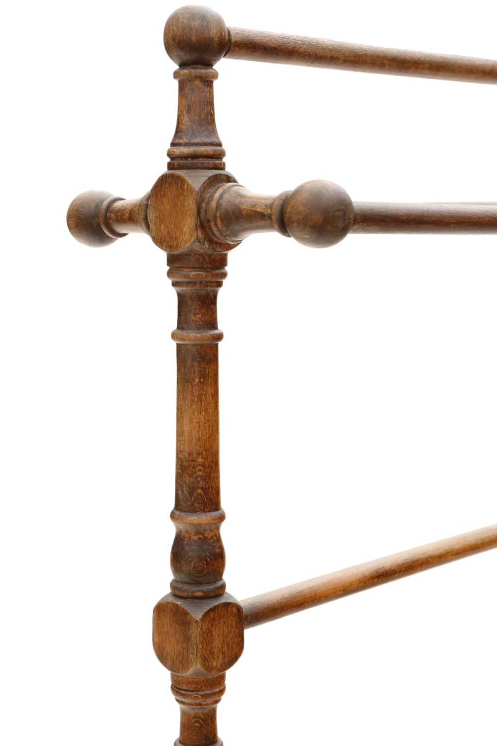 Antique quality early 20th Century beech towel rail stand View III