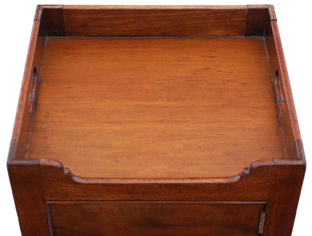 Antique quality 19th Century Georgian mahogany tray top bedside table  View VII
