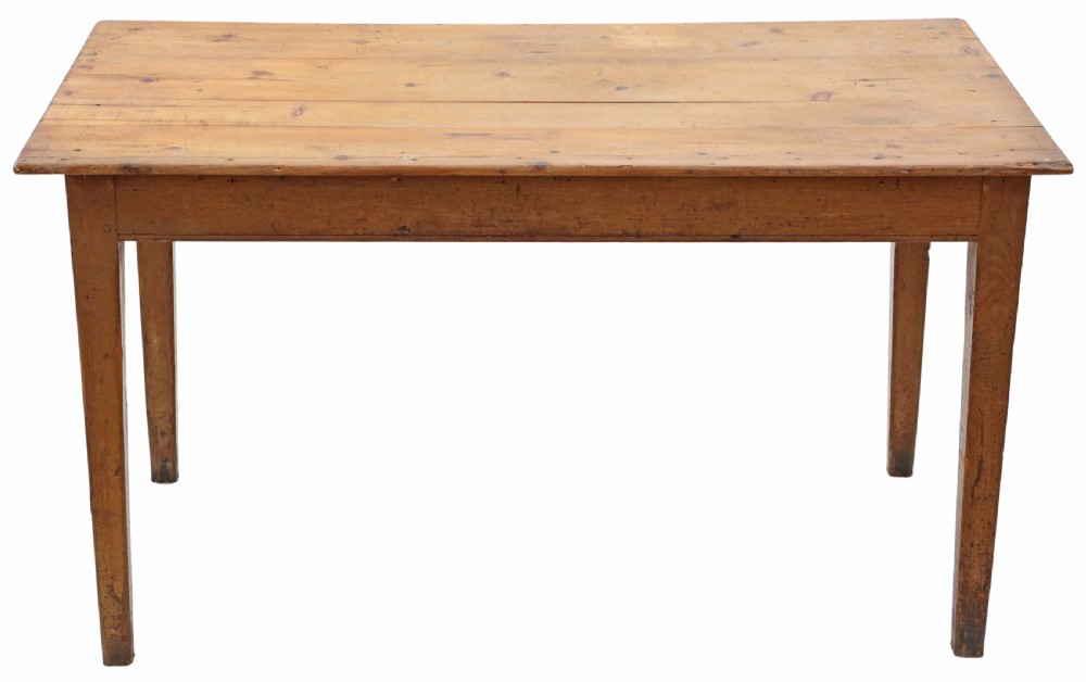 Antique farmhouse kitchen dining table with drawer C1900 View III