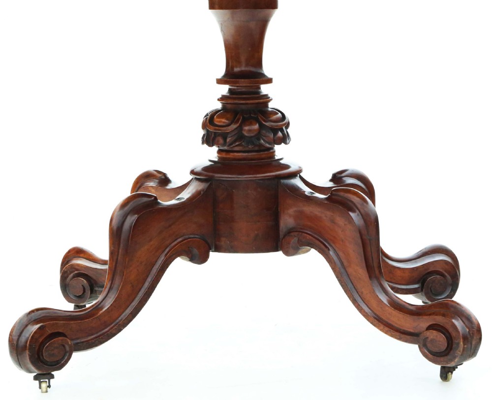 Antique fine quality large Victorian 19th Century burr walnut oval breakfast table with tilt top View IV