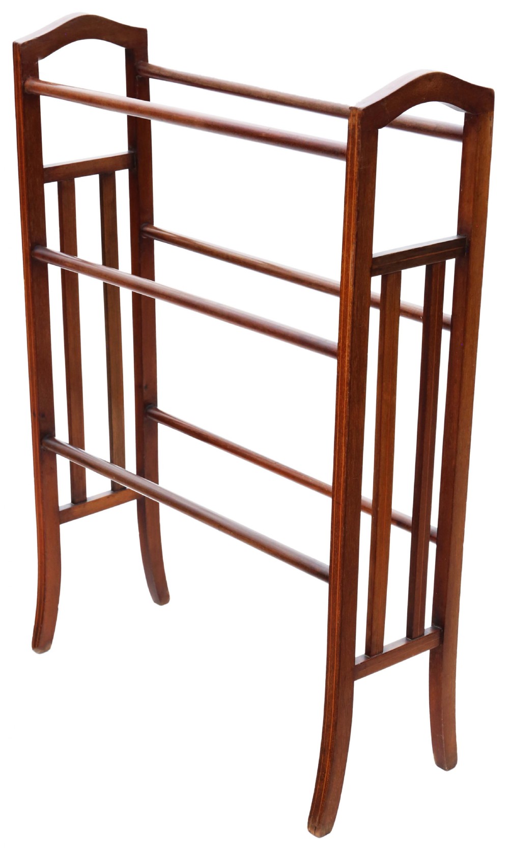 Antique quality C1910 inlaid mahogany towel rail stand Art Nouveau
