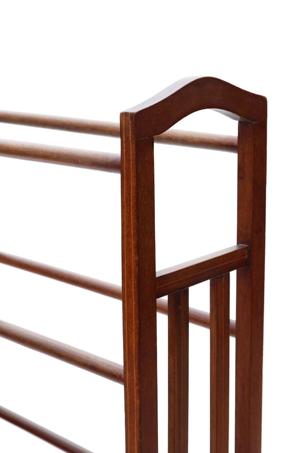 Antique quality C1910 inlaid mahogany towel rail stand Art Nouveau View III