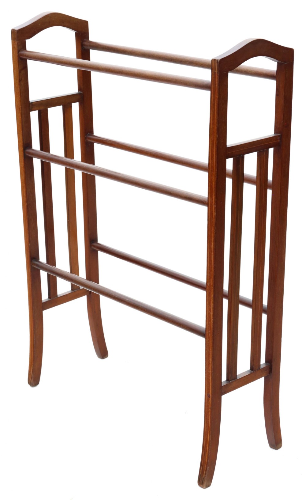 Antique quality C1910 inlaid mahogany towel rail stand Art Nouveau View IV