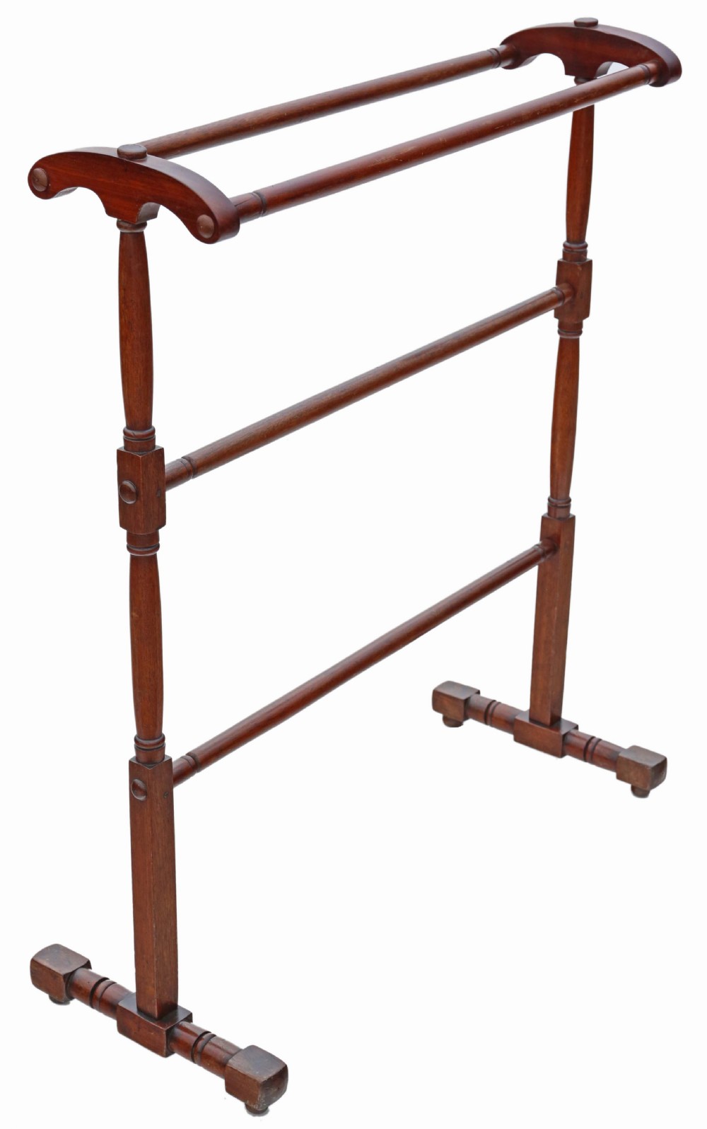 Antique quality C1900 mahogany towel stand with rail (s) Art Nouveau