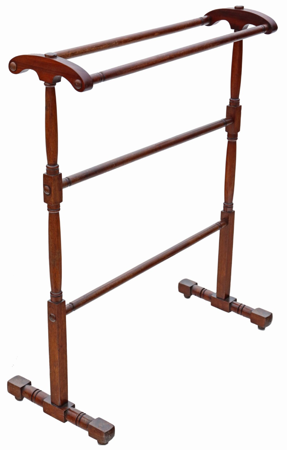 Antique quality C1900 mahogany towel stand with rail (s) Art Nouveau View II