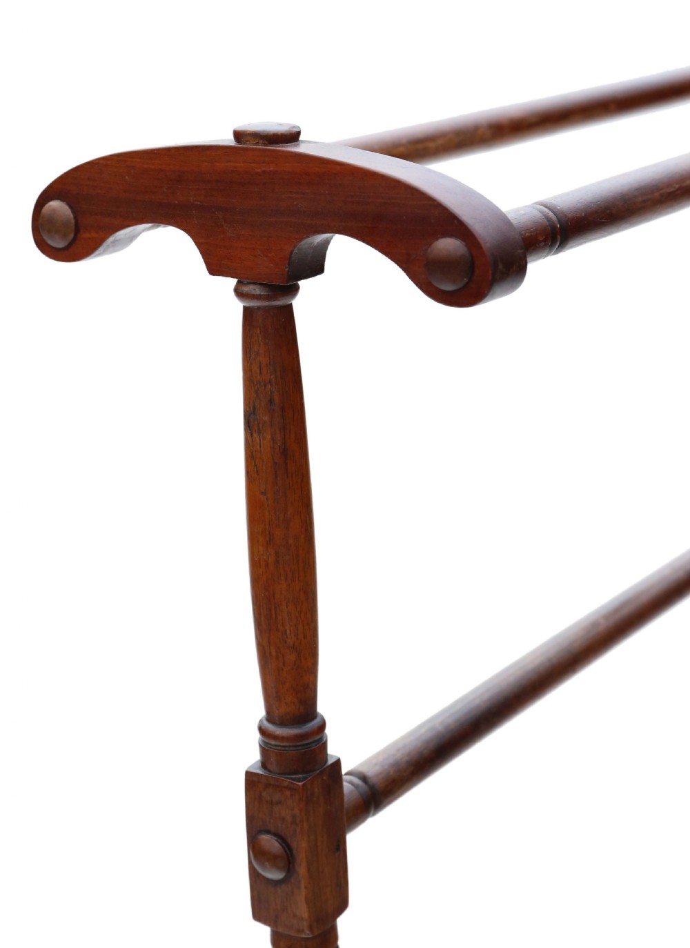 Antique quality C1900 mahogany towel stand with rail (s) Art Nouveau View III