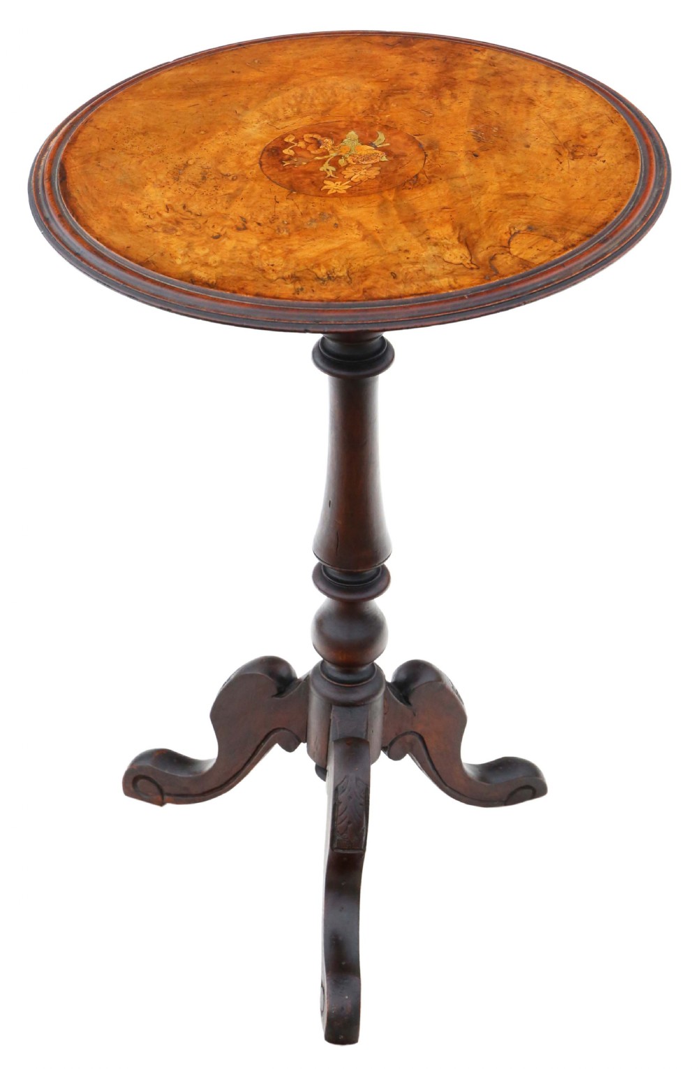 Antique quality burr walnut marquetry inlaid side wine table 19th Century