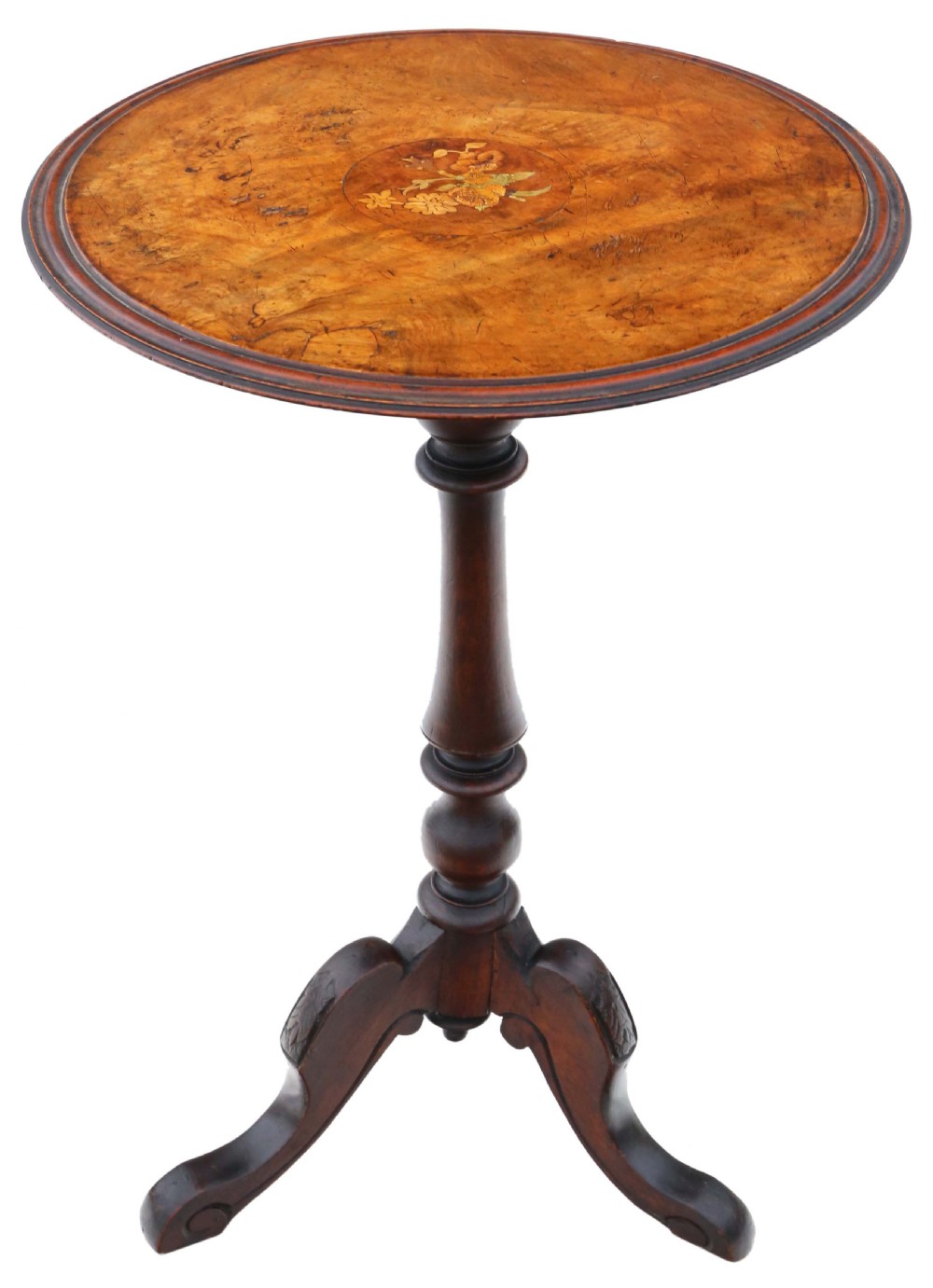 Antique quality burr walnut marquetry inlaid side wine table 19th Century View IV