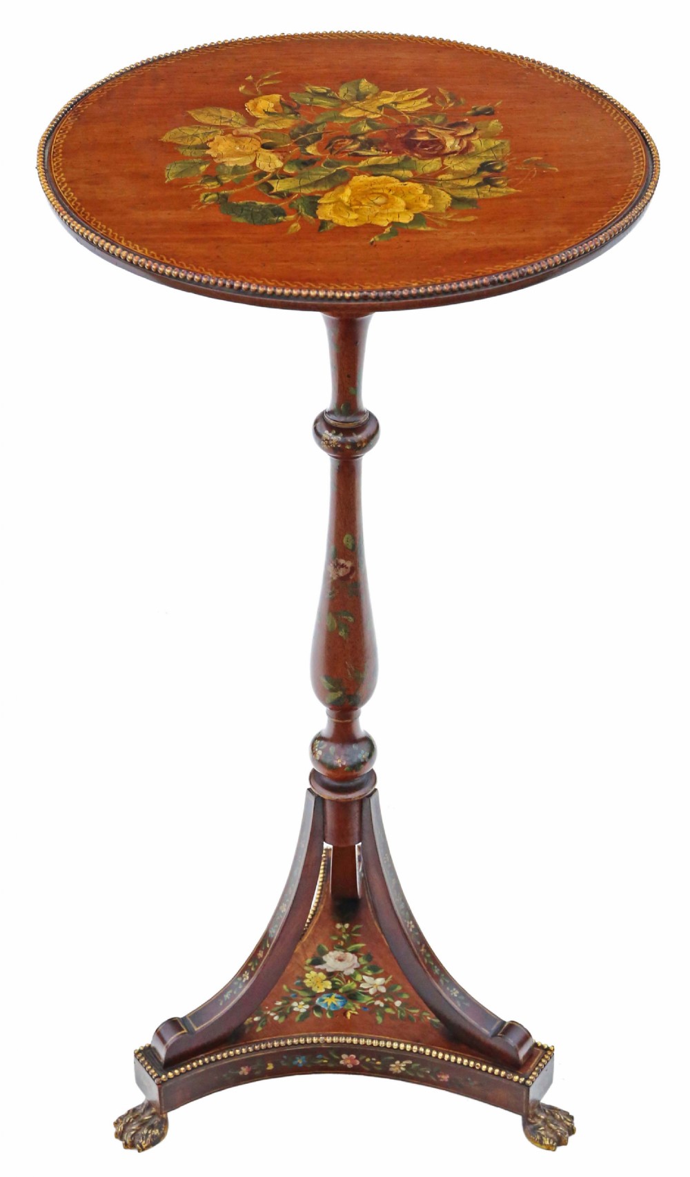 Antique 19th Century specimen quality hand decorated side wine table