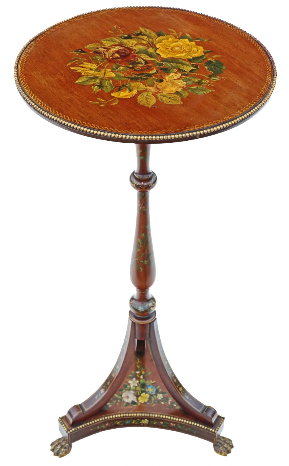 Antique 19th Century specimen quality hand decorated side wine table View II