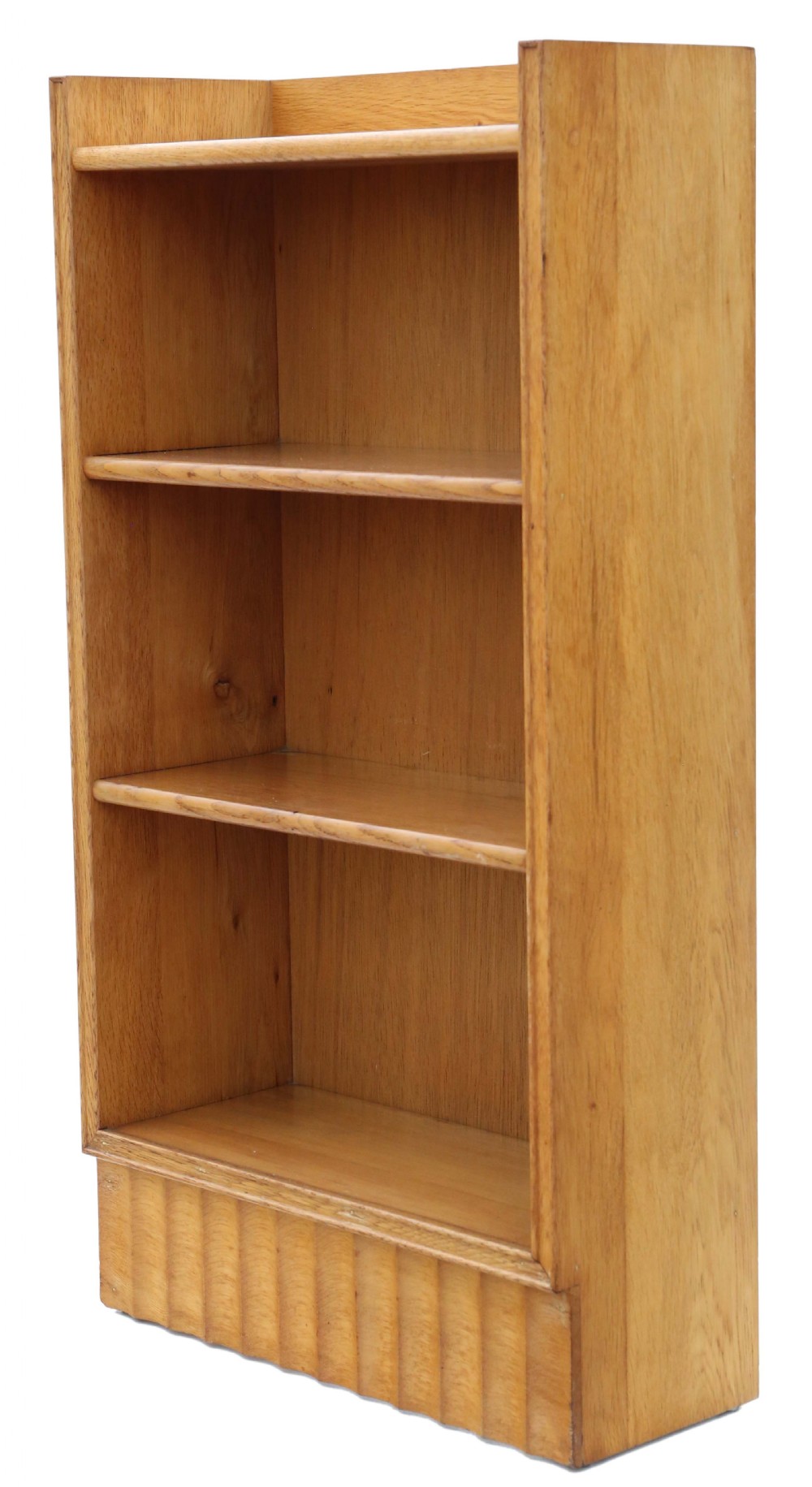 Antique quality Art Deco C1920 blonde light oak bookcase.
