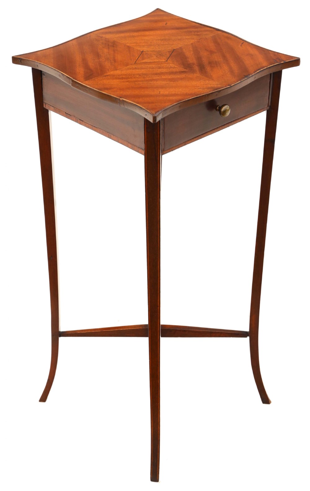 Antique fine quality Georgian revival serpentine mahogany bedside table C1910 View II