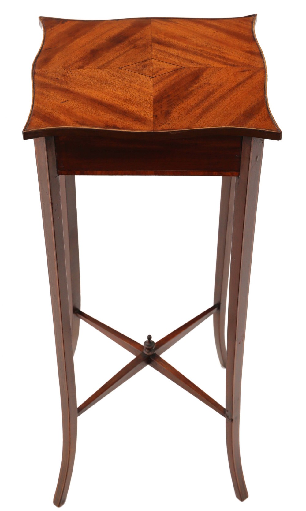 Antique fine quality Georgian revival serpentine mahogany bedside table C1910 View IV