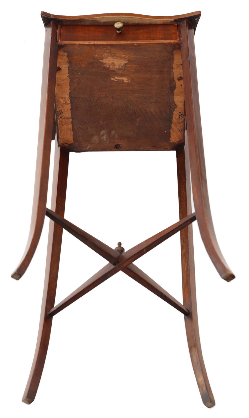Antique fine quality Georgian revival serpentine mahogany bedside table C1910 View V