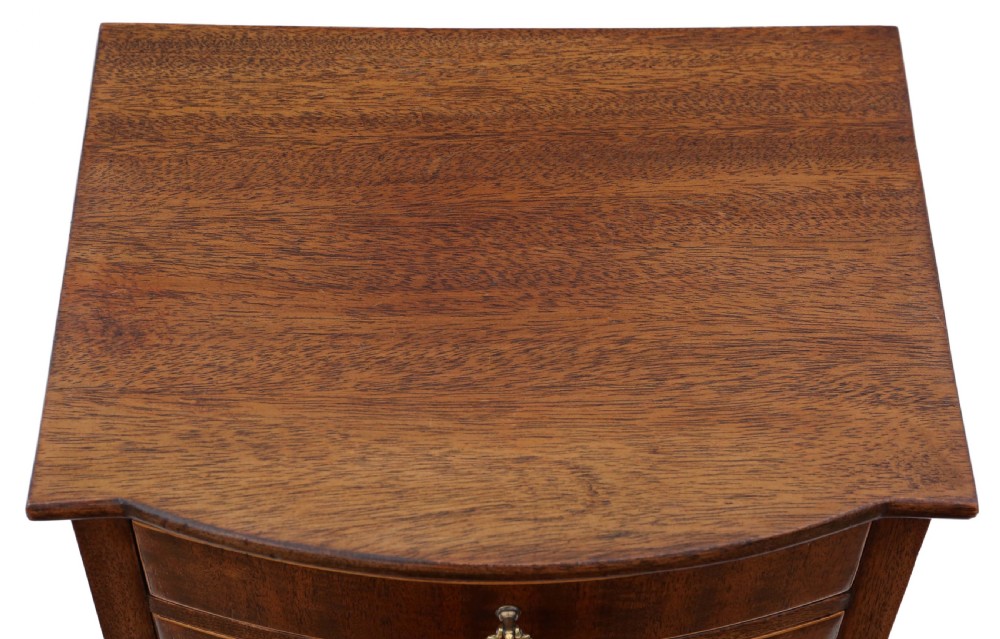 Antique fine quality Georgian revival bowfront mahogany bedside table C1910 View II
