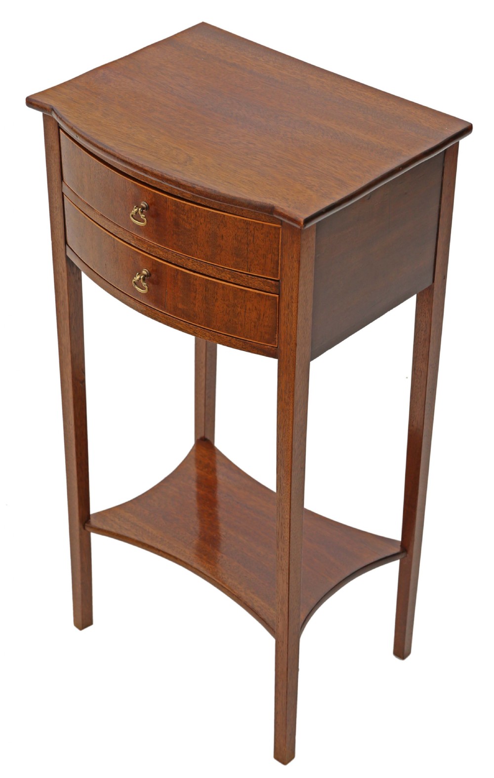Antique fine quality Georgian revival bowfront mahogany bedside table C1910 View III